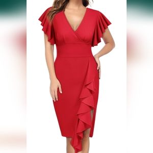 New Knitee Red ruffled Dress